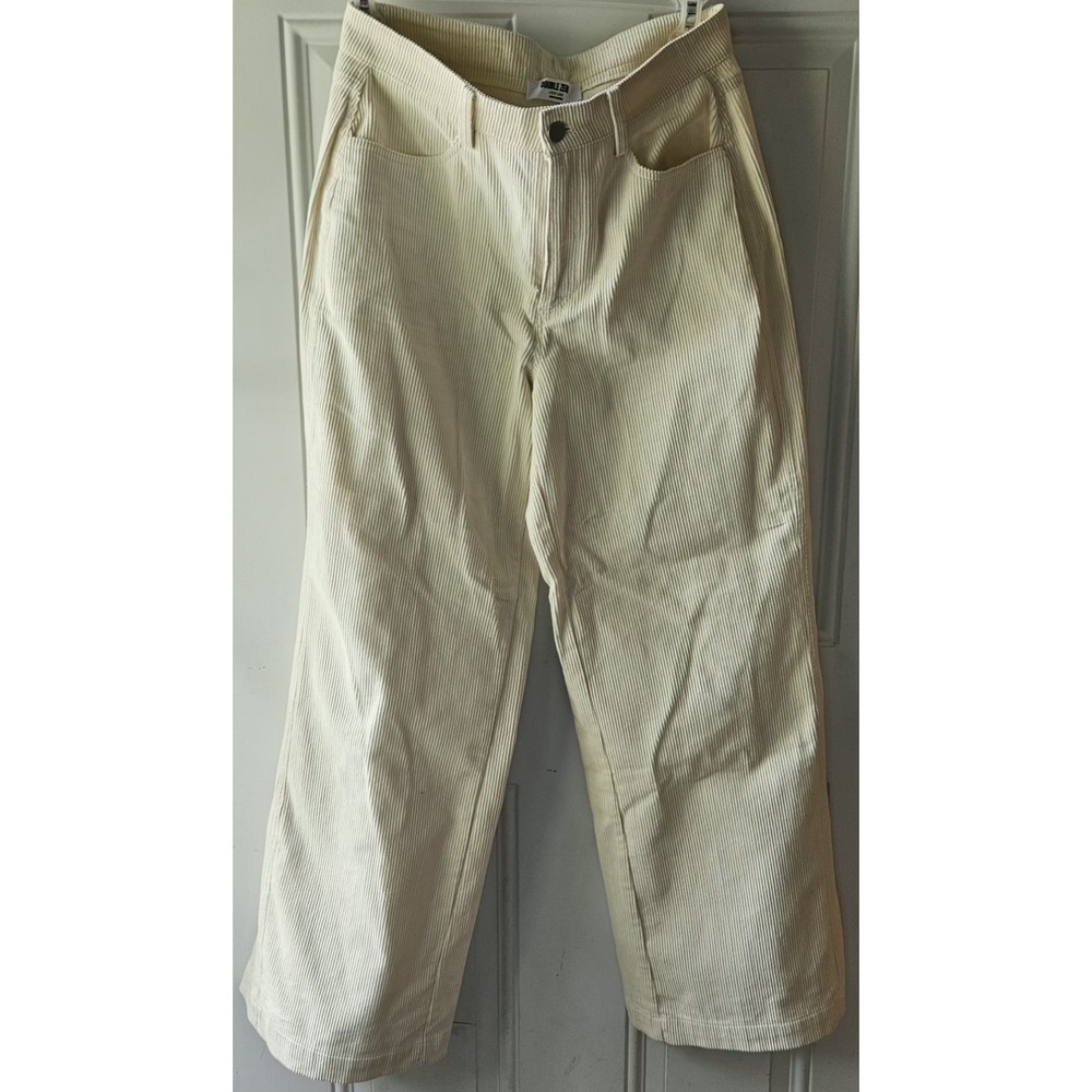 Double Zero Corduroy Pants Womens Large Cream Ivory Wide Leg High Rise Casual